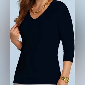 Judy P three-quarter sleeve V-neck